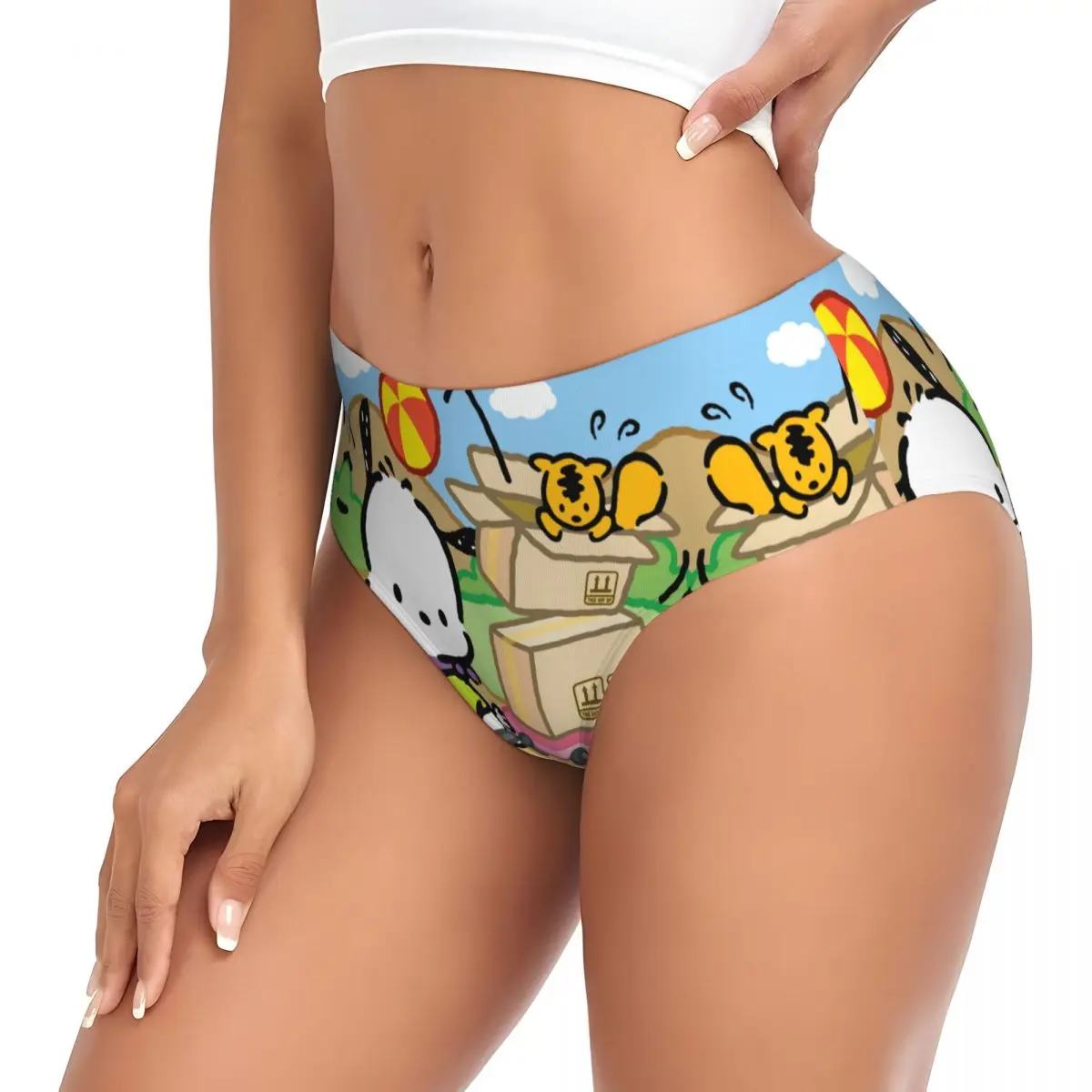 مخصص أنيمي Pochacco Kawaii مانغا ملخصات الملابس الداخلية النسائية مريحة تمتد الكلاسيكية       سراويل داخلية