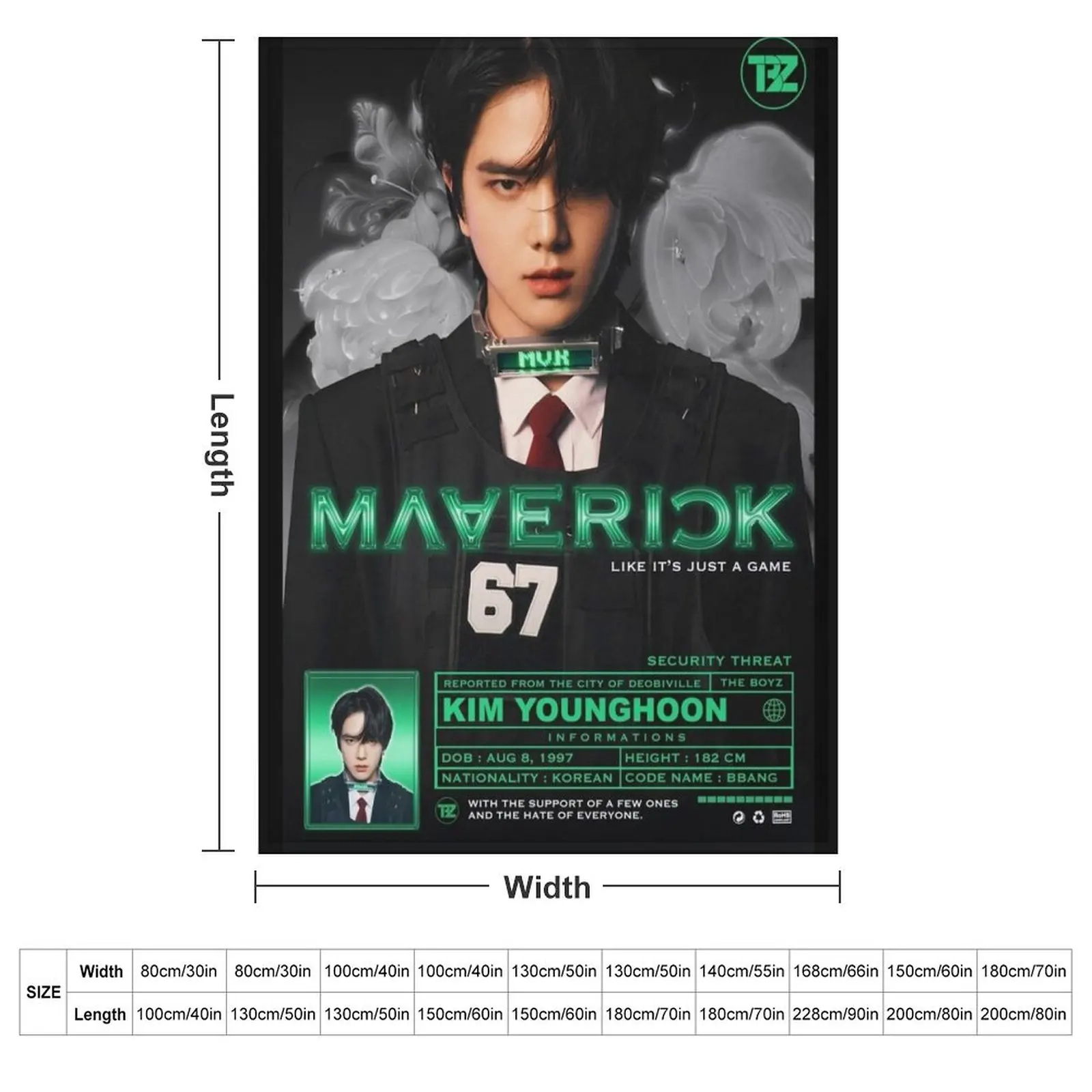 Kim Younghoon Maverick ! [The Boyz] Throw Blanket Luxury Throw Warm Single valentine gift ideas Heavy Decorative Beds Blankets