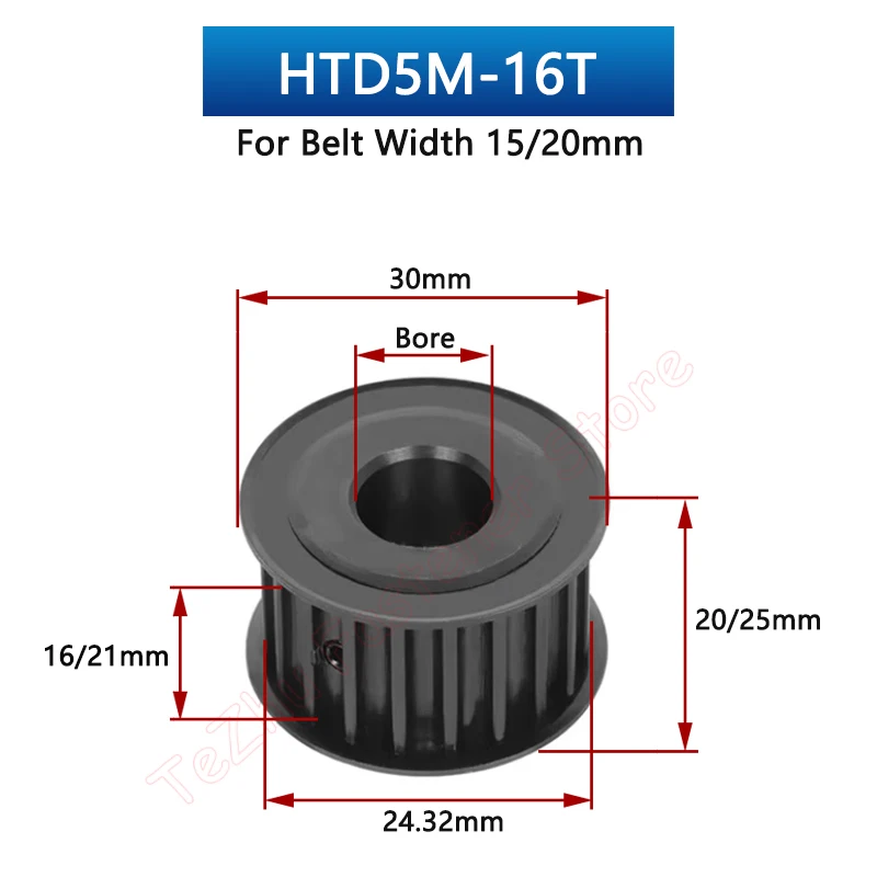 1pc HTD5M 16 18 Teeth Steel Timing Pulley HTD 5M 16T 18T Synchronous Wheel for Belt Width 15mm 20mm Bore 5-15mm Pitch 5mm