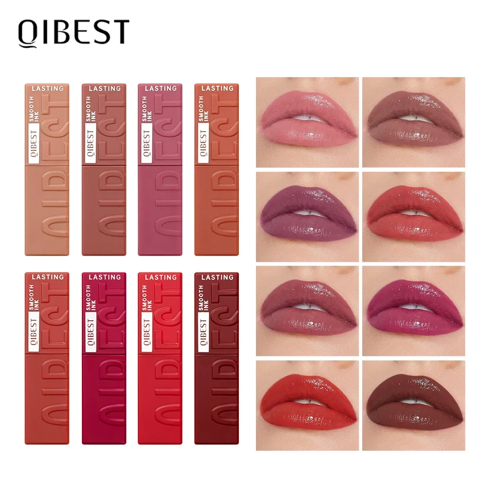 QIBEST-Brilho Labial Impermeável, Esmalte, Hidratante, Água, Lustroso, Brilho, Batom Líquido, Maquiagem Duradoura, Novo