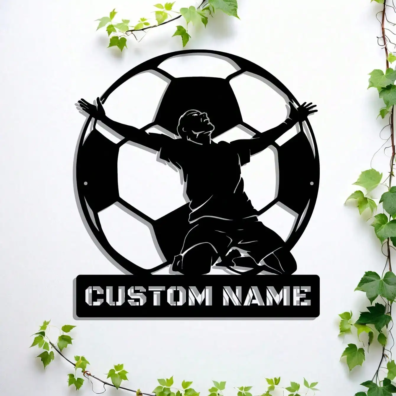 Personalized Football Metal Wall Art Custom Logo Player Name Home Decor Gift
