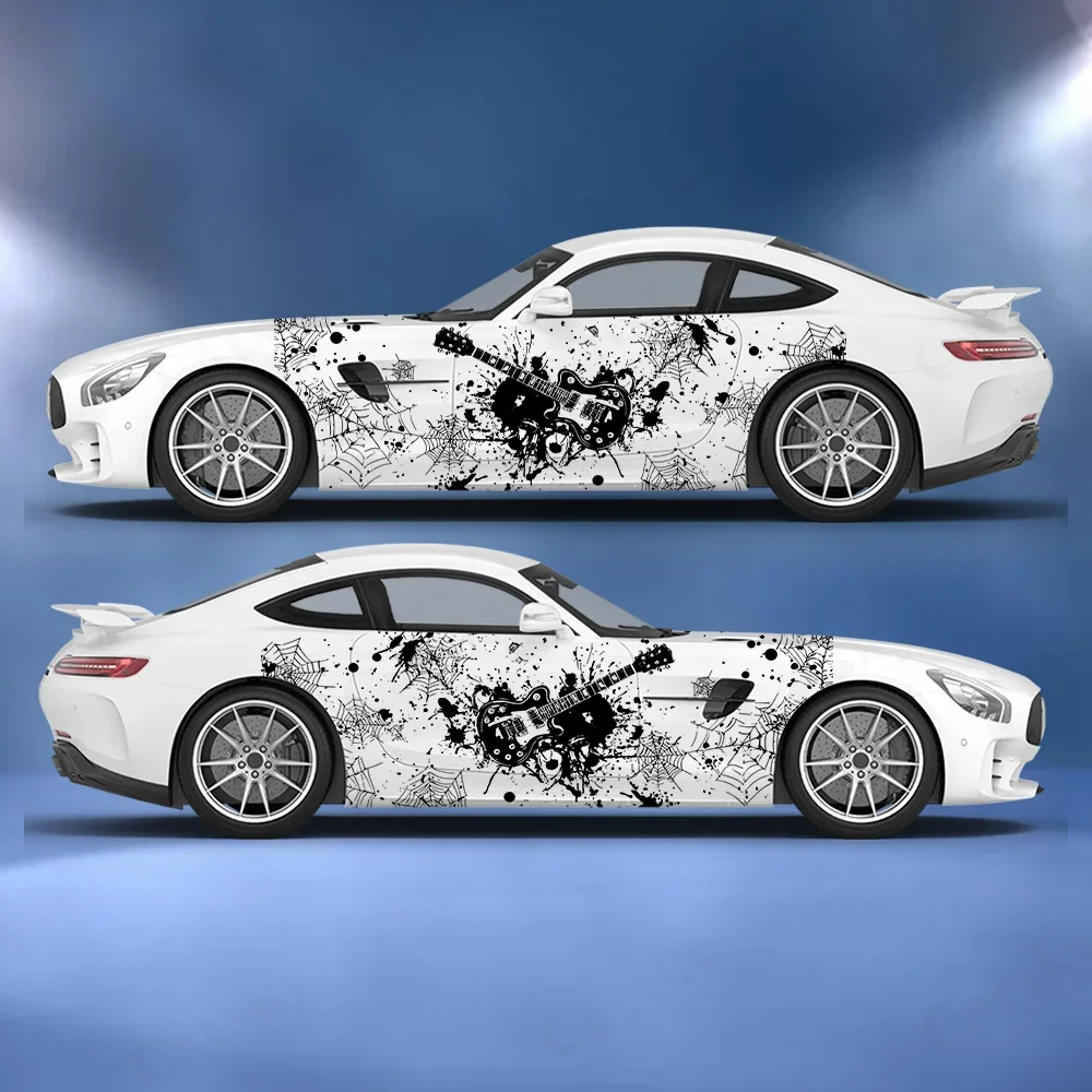 

Spider Web Guitar Black Car Vinyl Wraps Decal Self-adhesive PVC Sticker Suitable for Trucks SUV Decoration Auto Accessories Gift