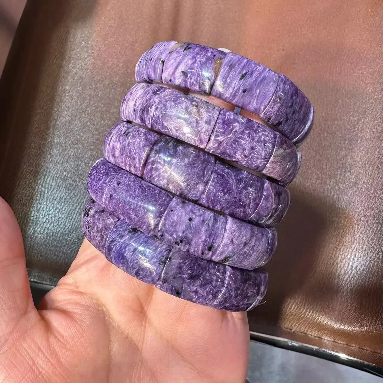 Natural Charoite Stone Beads Bracelet Natural Gemstone Bangle DIY Jewelry Bracelet for Woman for Gift Wholesale !