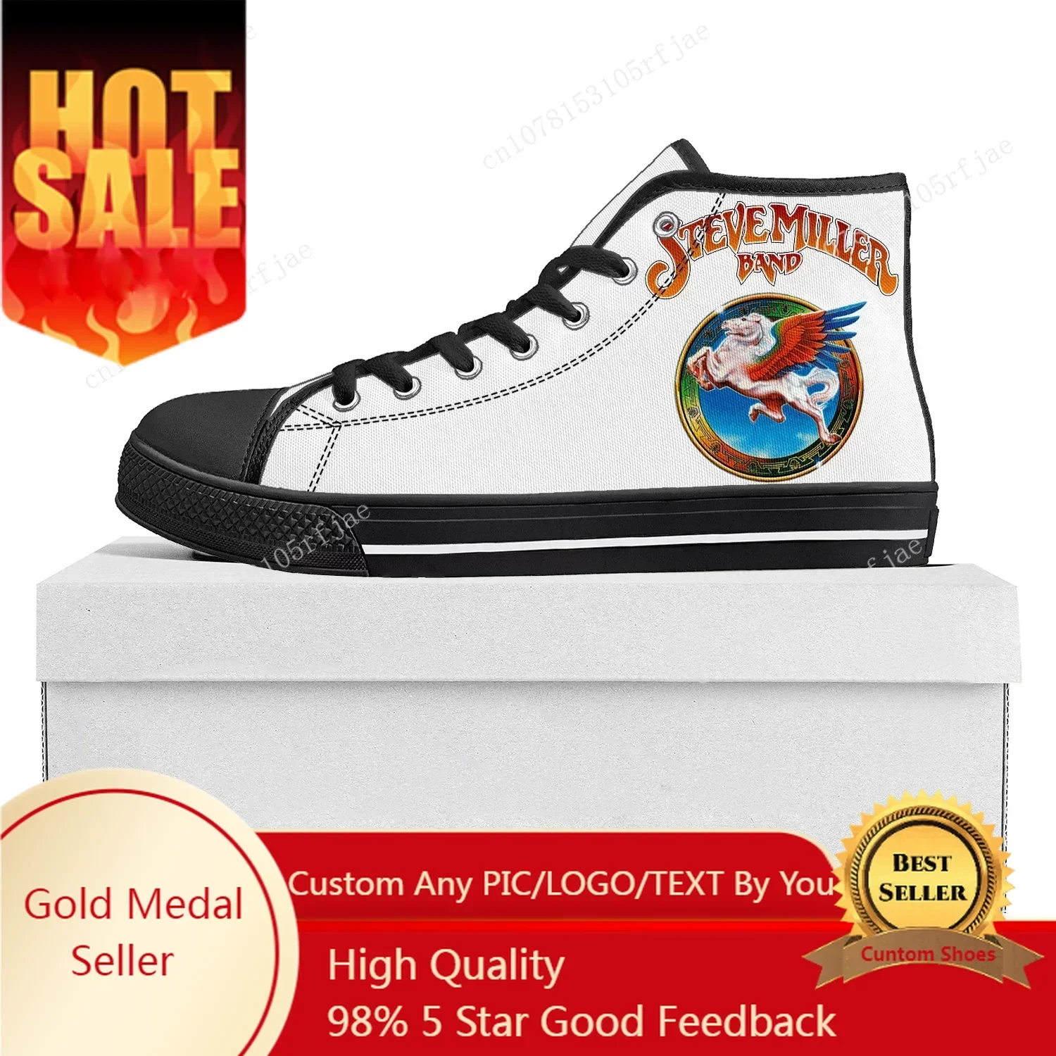 Steve Miller Rock Band High Top High Quality Sneakers Mens Womens Teenager Canvas Sneaker Casual Couple Shoes Custom Shoe Black