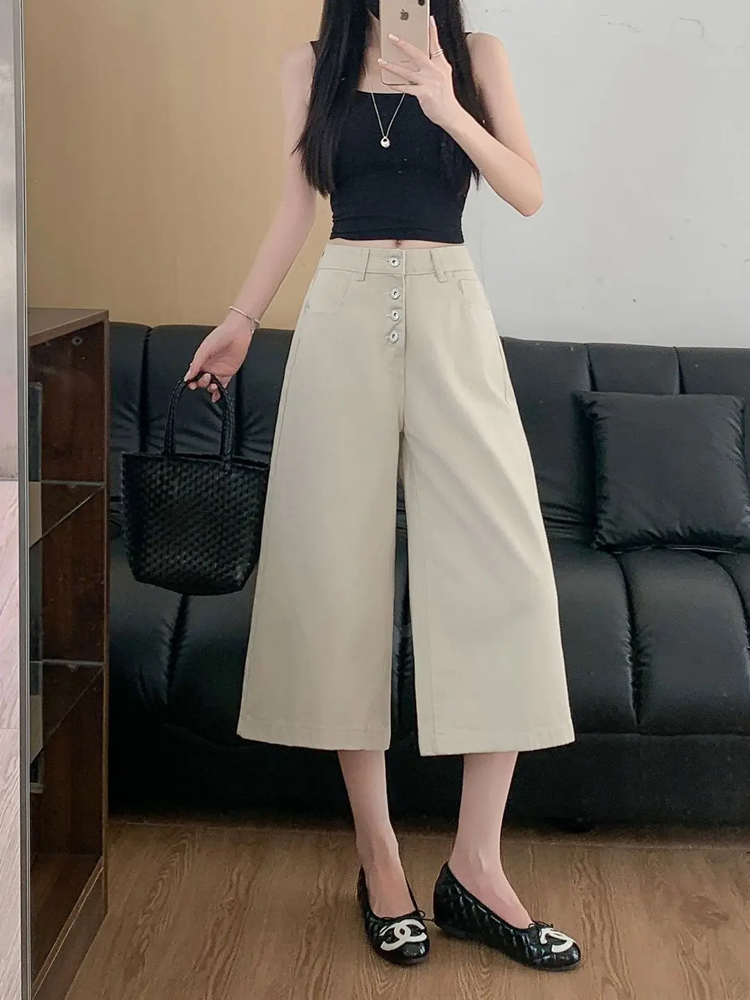 

American Retro Seven-Button High-Waist Loose Straight Leg Jeans Women Summer New Fashion High Waist Single Button Jeans