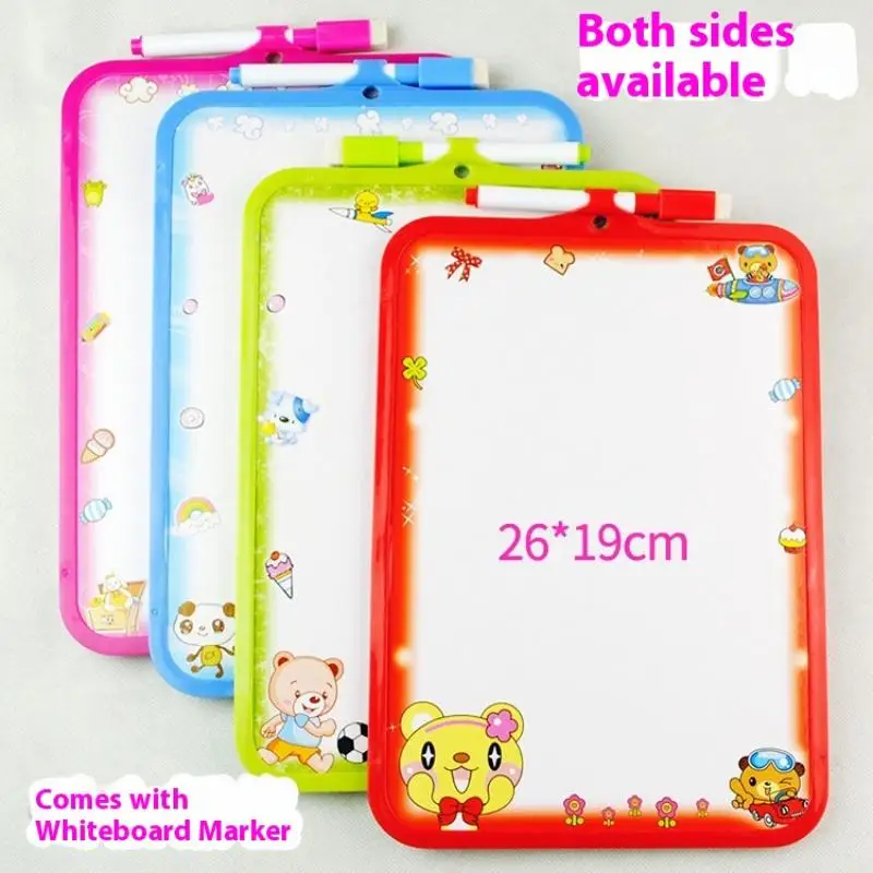 26x19cm Kids Whiteboard Dry Wipe Board 4Colors Frame Mini Drawing White board Small Hanging Erase Boards With Pen