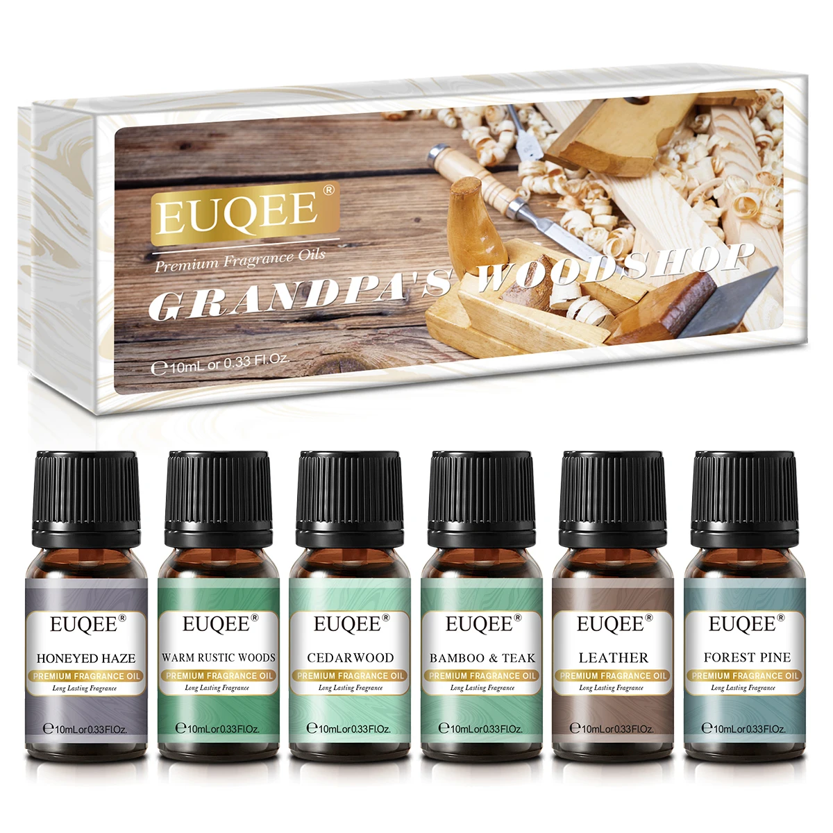 

EUQEE 6pcs/set Men's Fragrance Oils Set Cedarwood Bamboo & Teak Leather Forest Pine Essential Oils Kit for DIY Scent Products