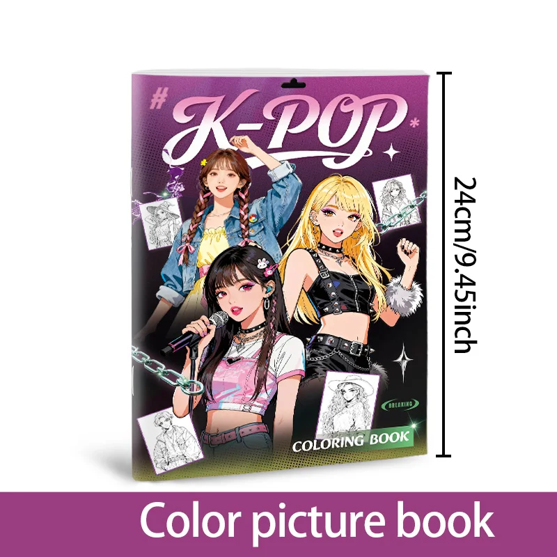 K-Pop-Malbuch für Mädchen mit niedlichen Idol-Charakteren und modischen Outfits | Unterhaltsame Malaktivität für K-Pop-Fans & Teenager – Detail 8