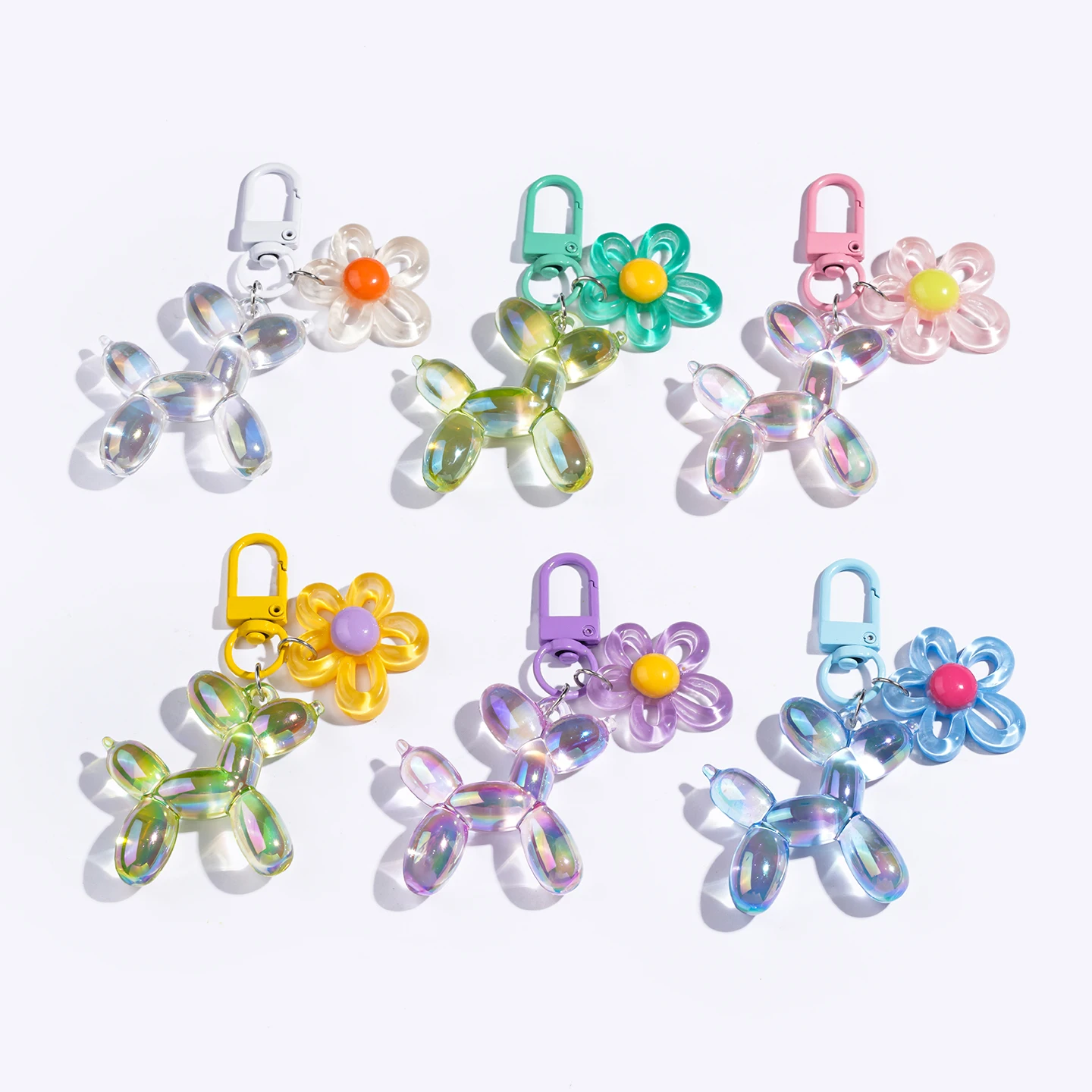 1pc Balloon Dog Luminous Keychain Transparent Candy Colored Balloon Dog Glow At Night Keyring Accessories Bags Pendant Things image 3