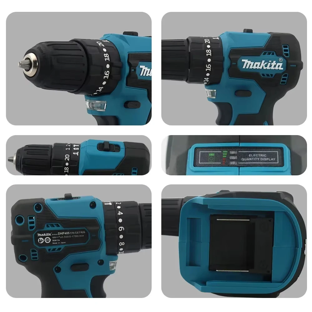 Makita DDF487 13mm červeno-černá bezkartáčová domácí 18V lithium-iontová nabíjecí rázová vrtačka, elektrický šroubovák s vysokým točivým momentem - náhled 4