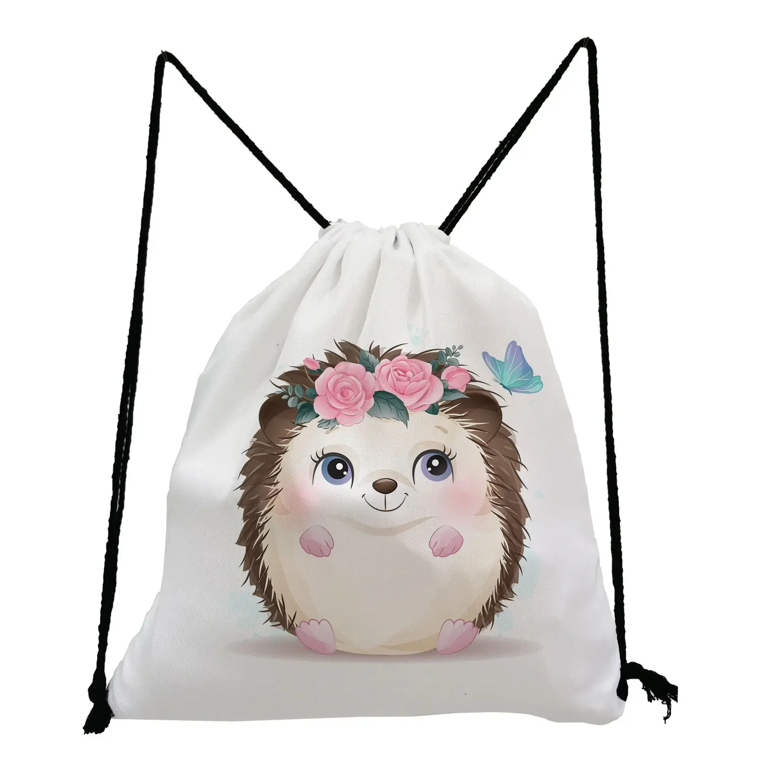 Cute Animal Children's Backpack Hamster Dinosaur Lion Elephant Frog Print Drawstring Pocket Gift Kawaii Casual Travel Shoes Bag