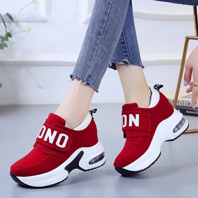 Platform Wedge Sneakers Dames Schoenen Sneaker Casual Schoenen Trainers Vrouwen Vrouwelijke Schoenen Zwart Rood Sneakers Vrouwen Tenis Feminino