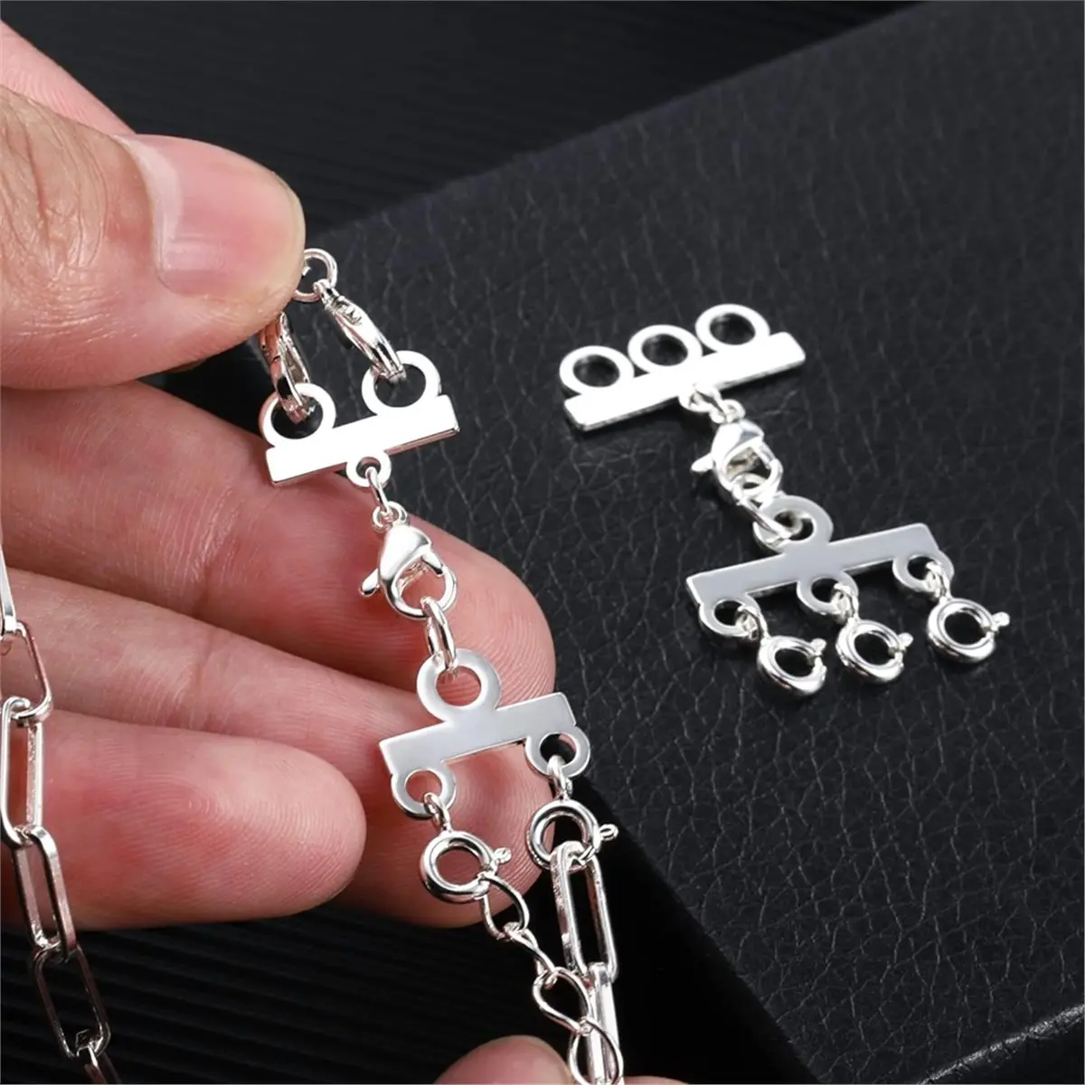2pcs Necklace Layering Clasps 14K Gold Necklace Separator for Layering Connectors for Multiple Necklaces