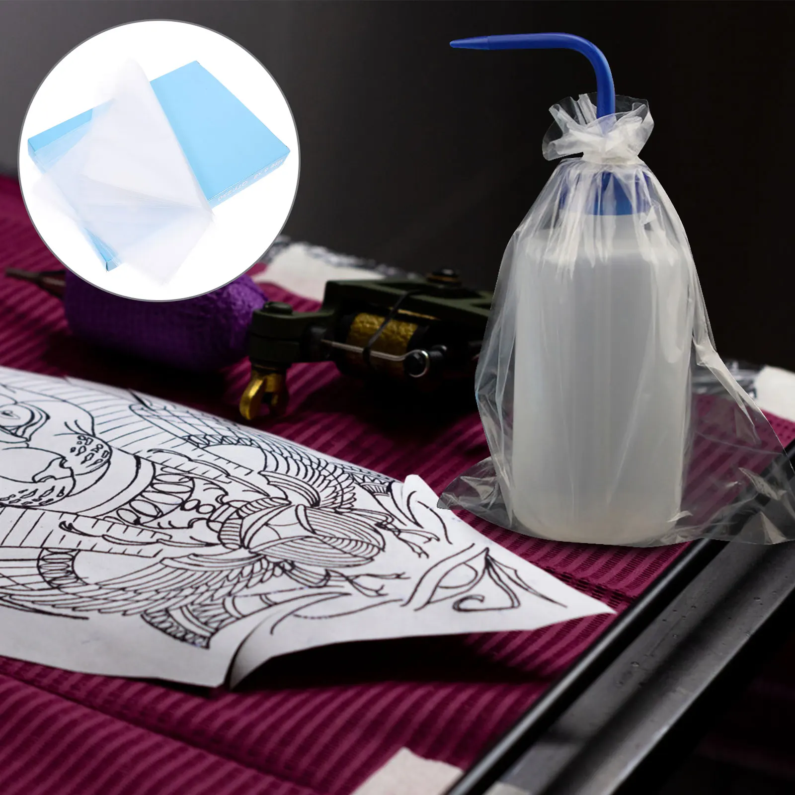

250 Pcs Cap White Disposable Tattooing Cover Tattooing Supplies Plastic Plastic Bottle Pouch Bag For Bottle Bag Cover