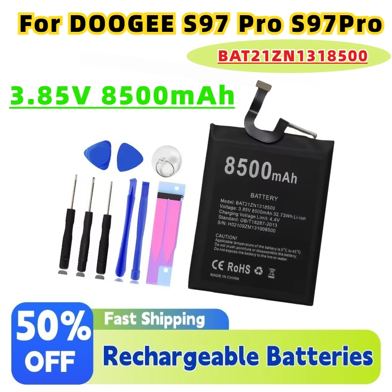 

Перезаряжаемая литиевая батарея BAT21ZN1318500 3,85 В 8500 мАч, замена для мобильного телефона DOOGEE S97 Pro S97Pro + бесплатные инструменты