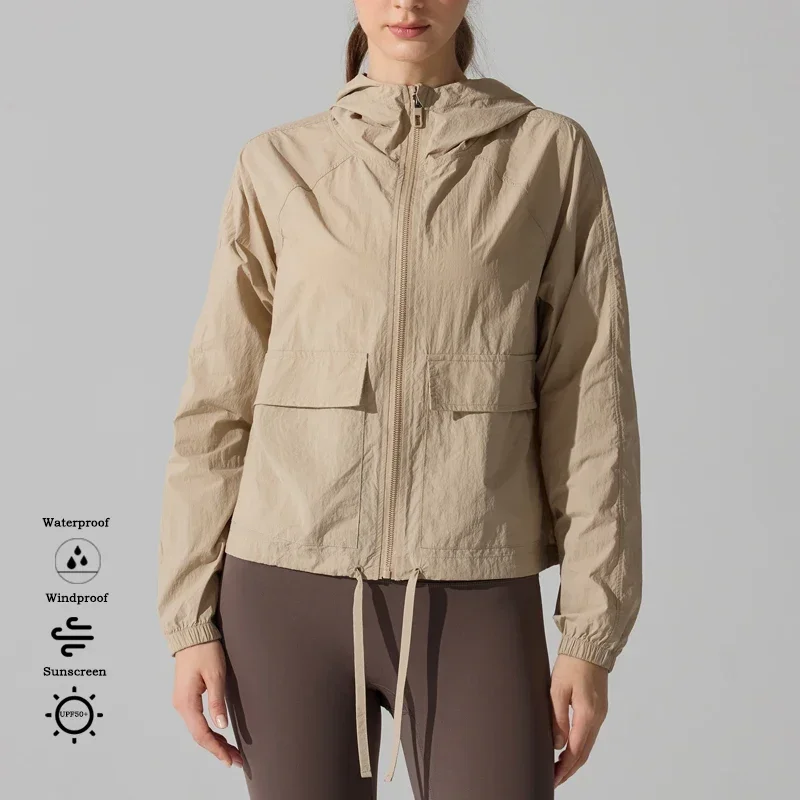 

VITALINOVO Lightweight Rain Jacket Women Waterproof Full Zipper Long Sleeve Athletic Jacket with Hooded Windbreaker for Hiking