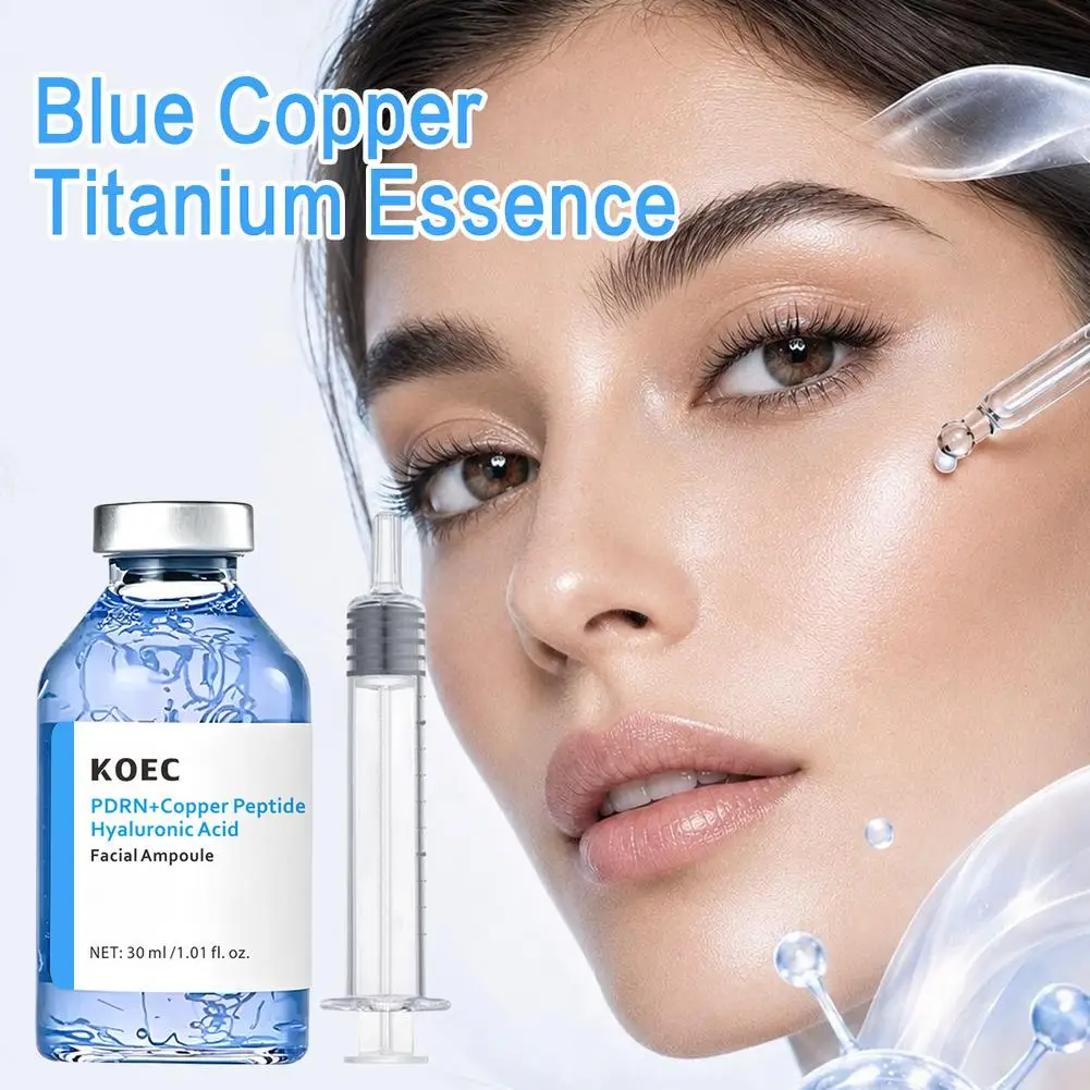 GHK-Cu Blue Copper Silk Peptide Face Lift Firming Ampoule Serum,Moisturizing Revitalize Boost Skin Elasticity Repair Barrier