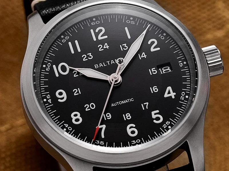 Baltany S2049 Herren-Automatikuhr, 39 mm, Pilot Sport, mechanische Armbanduhr, Saphirglas, 10 ATM wasserdicht, BGW-9, leuchtend, ST2130, Militär – Detail 2