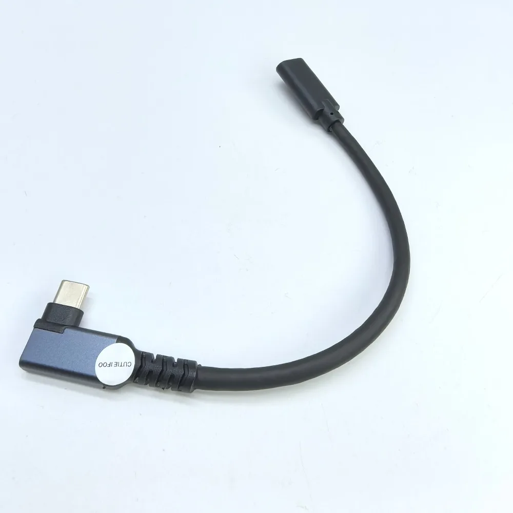 Imagen 7: Cable de Extensión USB 3.1 Tipo C de 16 Núcleos, 90 Grados, con Alimentación y Audio, Macho a Hembra, 20cm, Negro