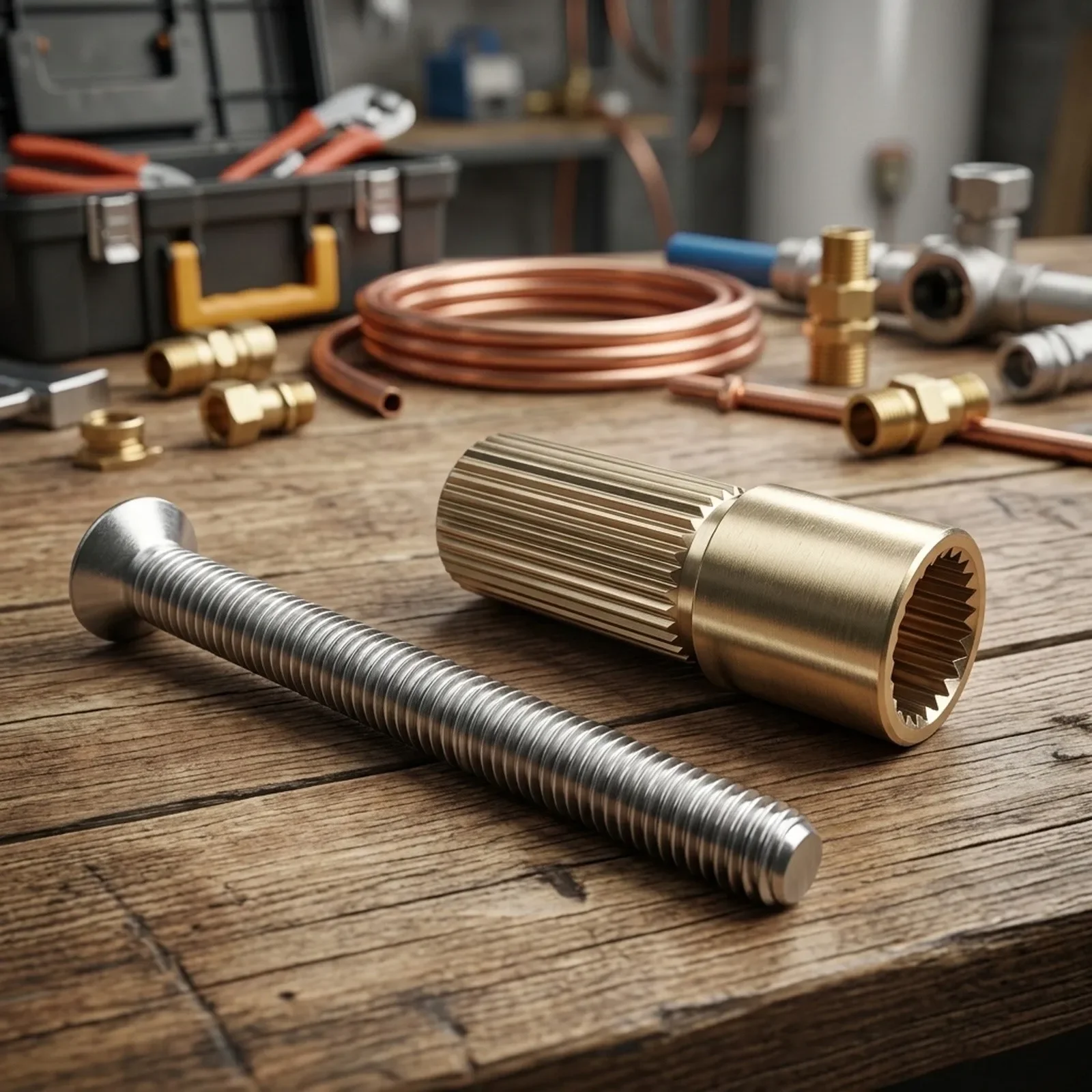 24-Tooth Brass Extension Component For Faucet Valve Cores Aligning With 9.6mm Thread Standards In Plumbing Repairs