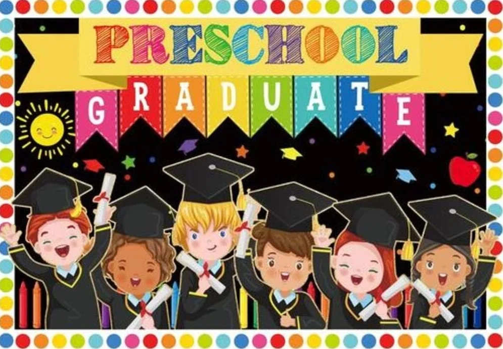 Preschool Graduate Backdrop Kids Grad Prek Congrats Class of 2022 Colourful Blackboard Bachelor Cap Photo Photo Props Studio