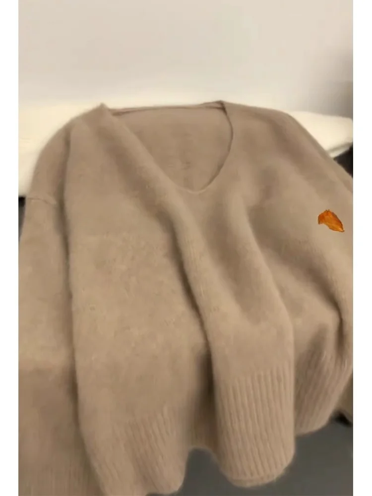 سترة نسائية محبوكة فضفاضة باللون الأحمر من Cisas V-Ne ناعمة ومريحة كسول ملابس داخلية للخريف والشتاء ملابس علوية من Ele Personali