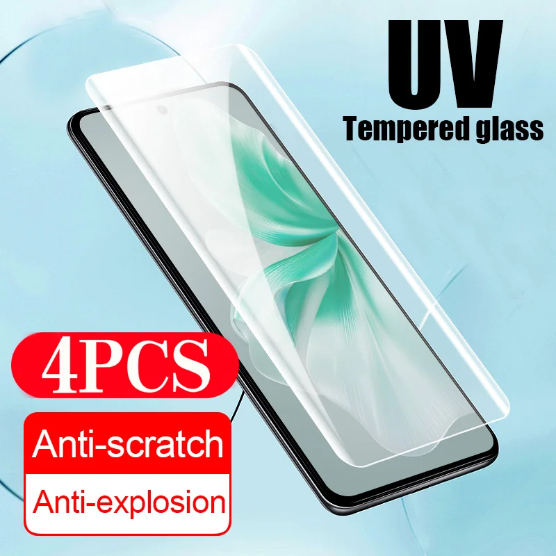 4Pcs UV Tempered Glass for vivo S19 S18 S17 Pro Glass smartphone X100S Pro X90 X80 X70 X60 Pro Nex 3 Full Cover Screen Protector