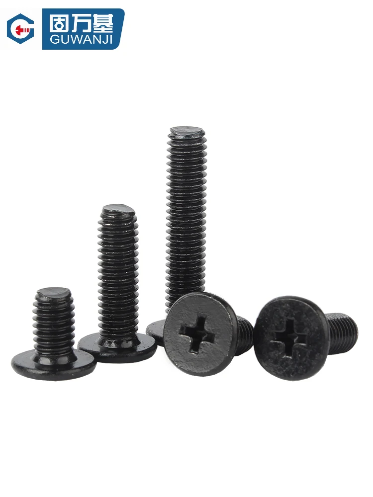 Black 304 Stainless Steel Cross Flat Head Screw, Thin Head Screw, Computer Machine Screw, Furniture Link Bolt M2~M6 ﻿