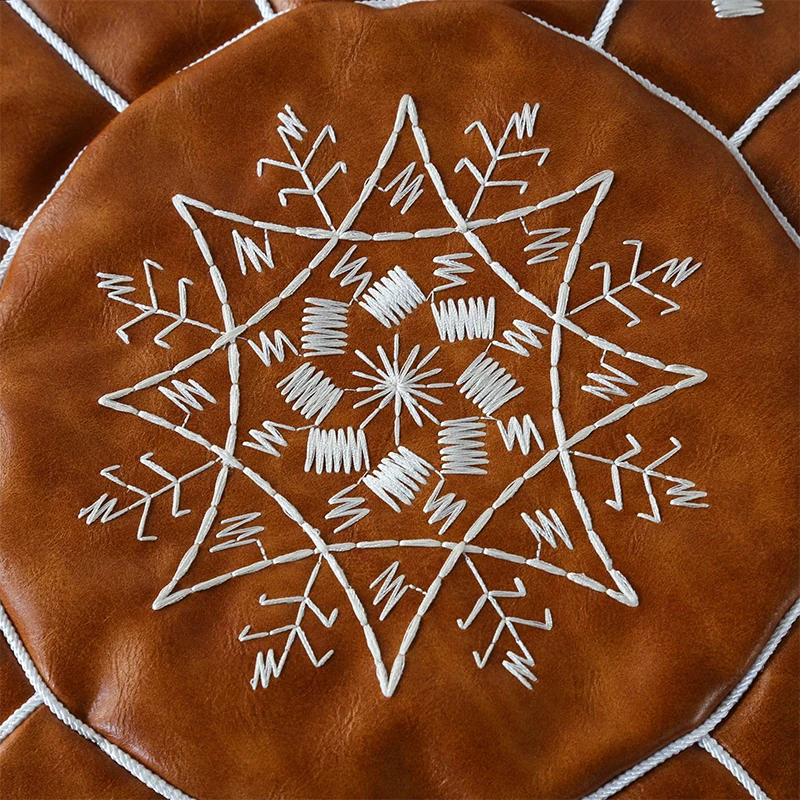 Fodera per futon in pelle marocchina, cuscino pigro, ricamo mandala fatto a mano, fodere per tappetino Tatami morbido personalizzato folk nordico