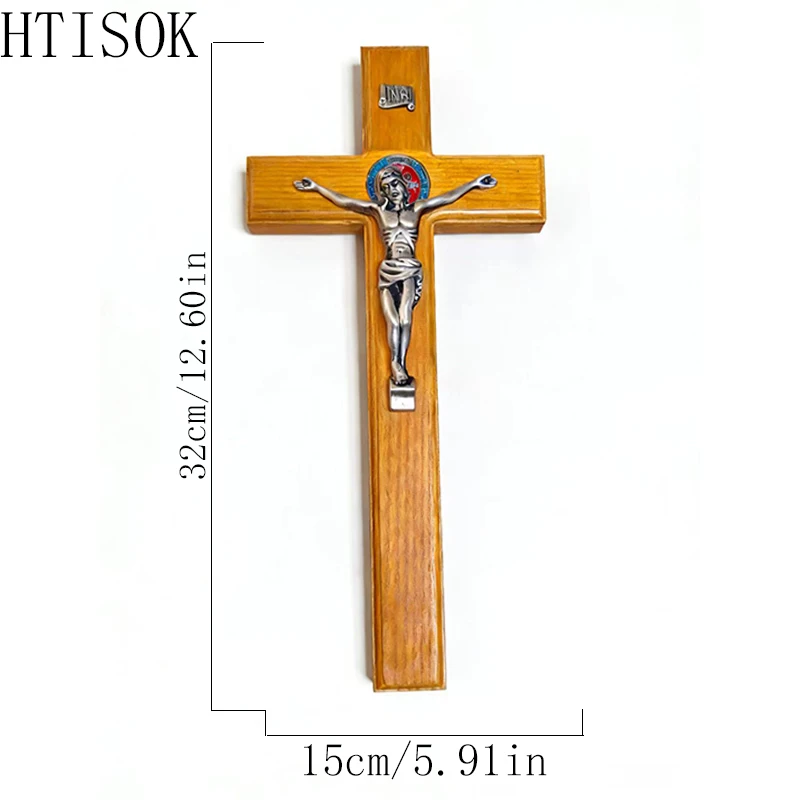 

Настольный крест из натурального дерева с фигуркой Иисуса в серебристых тонах для домашнего алтаря, религиозный декор, подарок для христианской веры