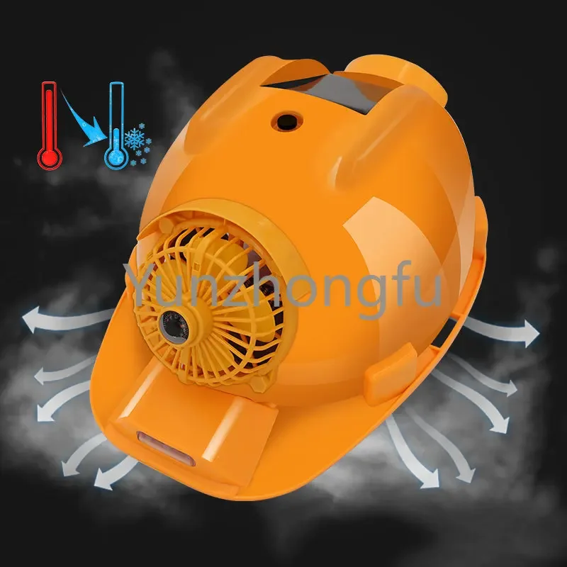 Solar safety helmet, dual fan, Bluetooth rechargeable air conditioning, summer lighting, construction site, electric fan,