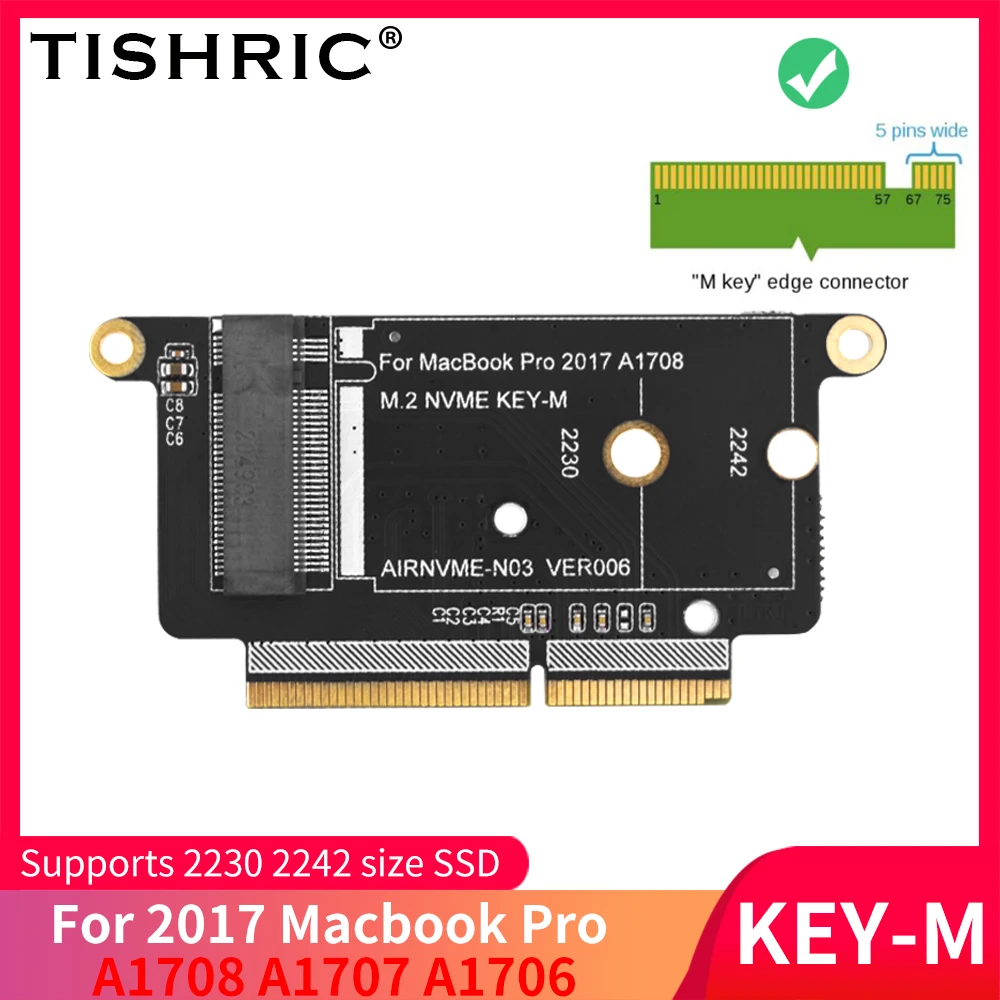 TISHRIC AIRNVME-N02 VER006S M.2 NVME KEY-M M.2 NGFF For MAC BOOK 2013-2017 SSD Riser Card M.2 KEY-M PCIE Interface