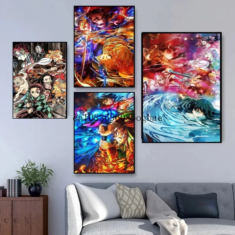 Anime Demon Slayer Classic Canvas Painting Anime Character Posters HD Wall Art Picture Modern Home Children's Room Decoration