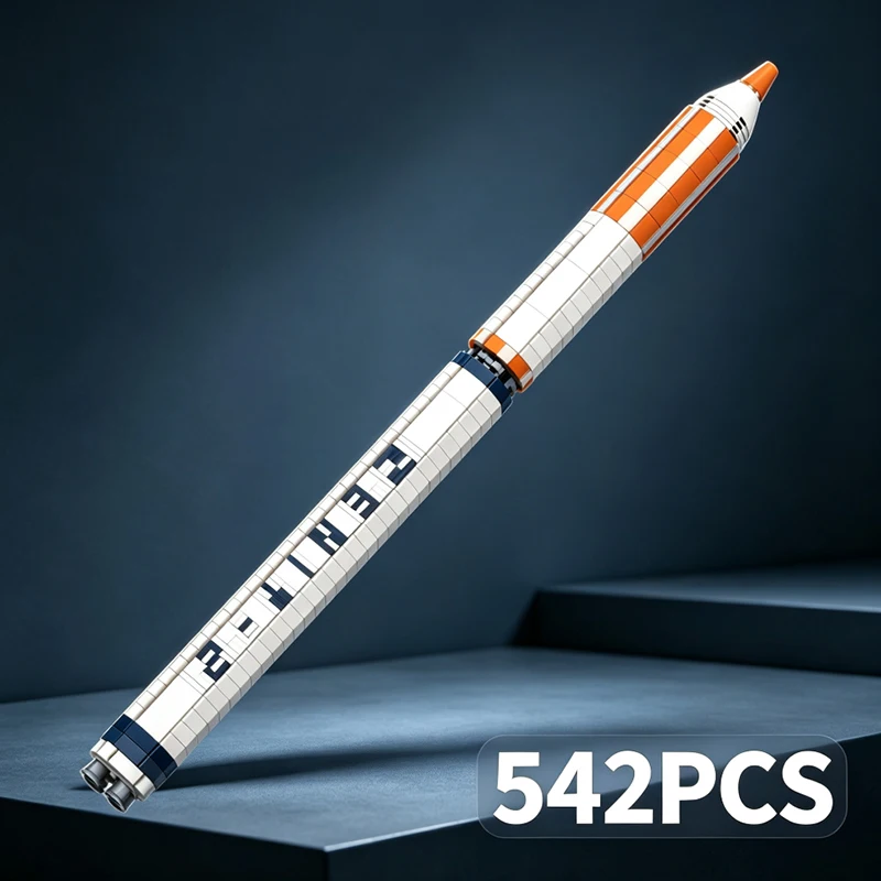 MOC Building Block Space Rocket Model Bricks Kit DIY Assembly Toy Desktop Ornament Collection Gift for Teen Boy Space Hobby Fans