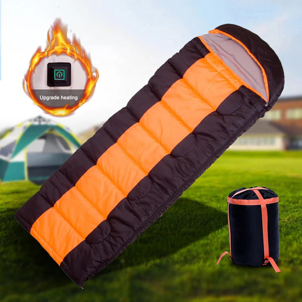 Winter Camping Heated Sleeping Bag USB 5V Electric Heating Warm Pad 3-Level Temperature Outdoor Portable Heated Blanket