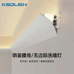 Embedded Aluminum Linear Profile 49x37mm LED Light Strip Extrusion PC Diffuser Cover For Home Decor Ceiling Cabinet Linear Lamp