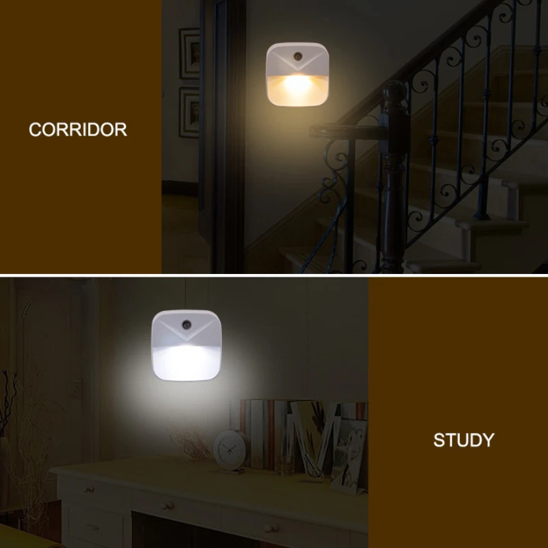 LED Night Light Plug In Motion Sensor Lamp Wireless Sensor Light Corridor Closet Stair Room Lamps for Bedroom Cabinet Lamp