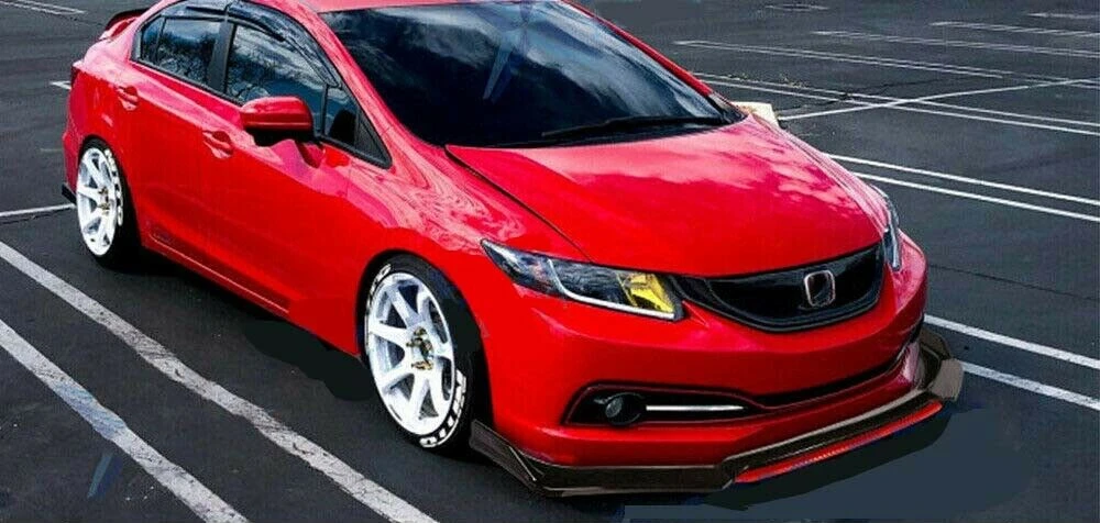 For 2013-2015 9th Honda Civic Sedan SI Front Bumper Lip Side Splitter Diffuser Body Kit Spoiler Guards Universal Car Accessories