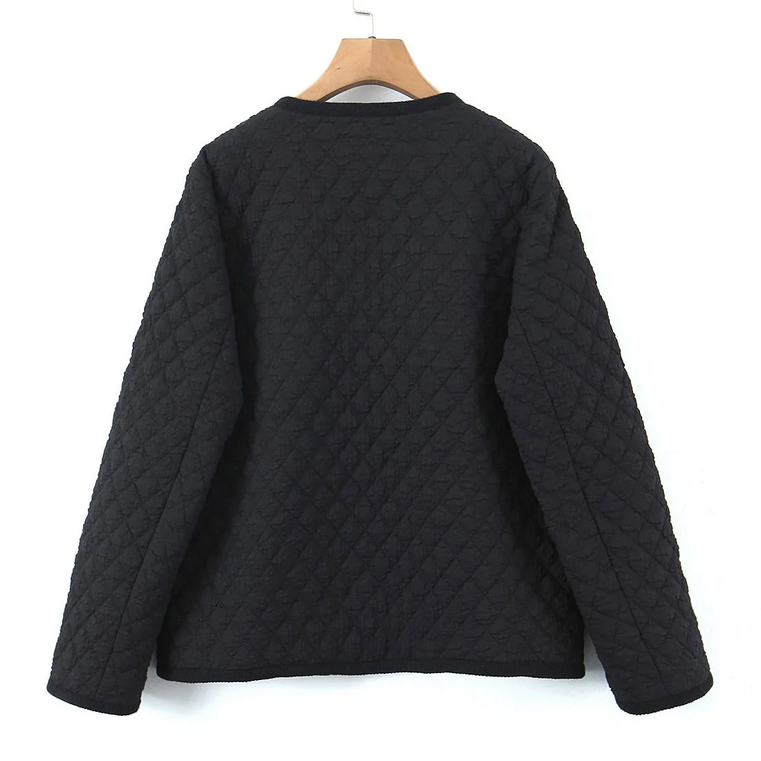 French Argyle Lightweight Parkas Women Autumn Winter 2023 Plus Size Casual Clothing Good Quality Embossed Cotton Padded Jacket