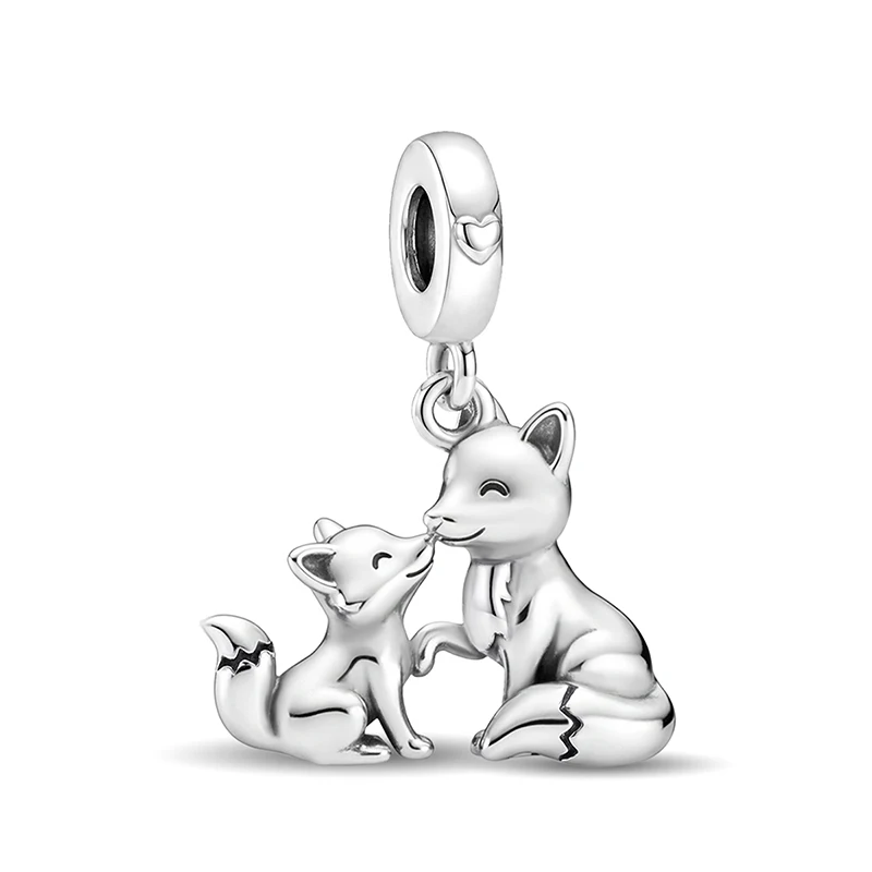 Modische, niedliche Tier-Charms-Perlen für die Eltern-Kind-Serie, passend für Original-Armbänder und Armreifen, feiner Schmuck aus 925er Sterlingsilber, Geschenk