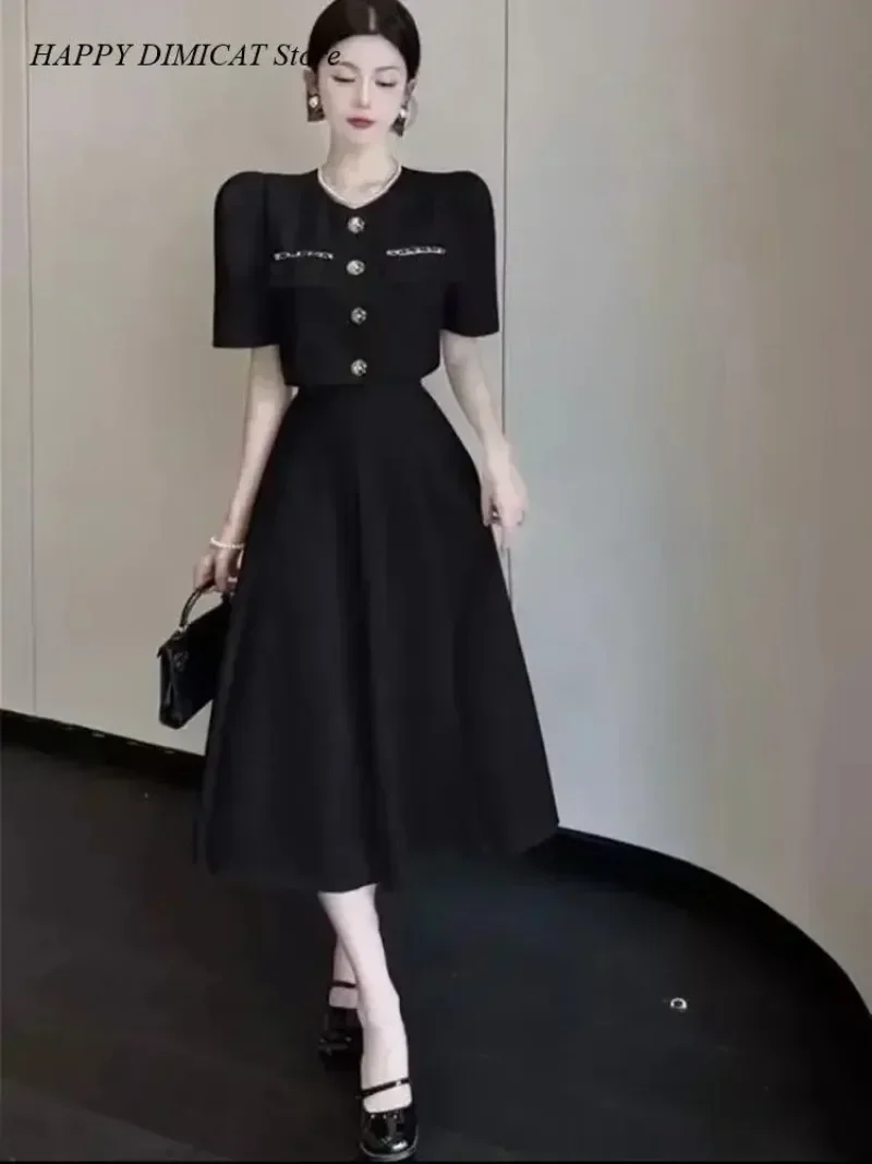 Two-Piece Set for Women, Coat Top and Midi Skirt Suits, Small Fragrant, Korean Fashion, Sweet and Elegant, New, Summer