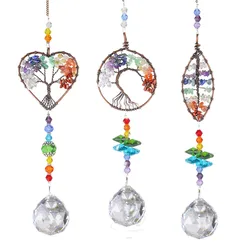 1PC Crystal Tree Prisms Glass Pendant Wind Chimes Rainbow Maker Drop Suncatcher Indoor Window Car Hanging Garden Decor