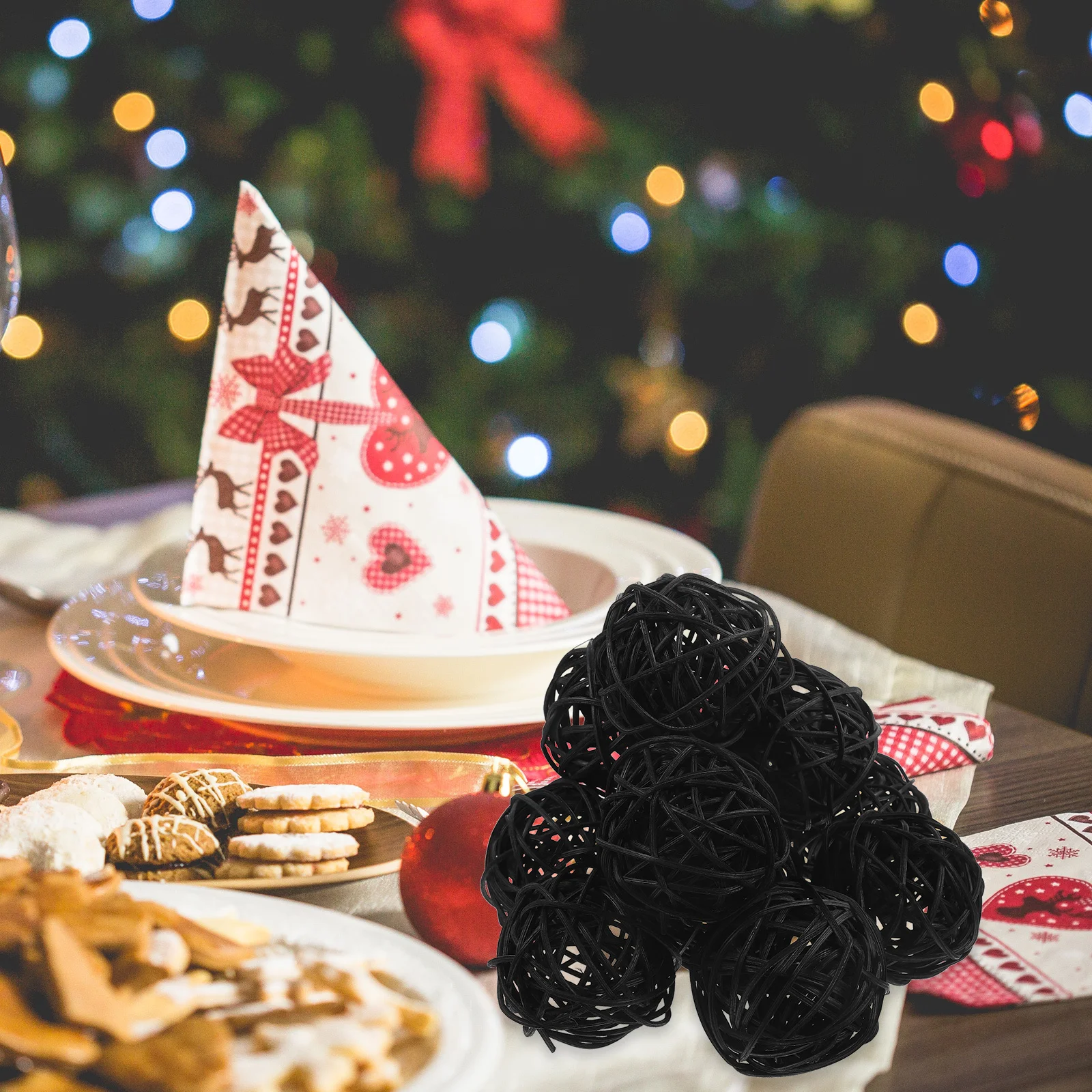 

12Pcs Wicker Rattan Balls Decorative Vase Fillers DIY Crafts Wedding Christmas Tree Home Decor Ornaments Rattan Balls