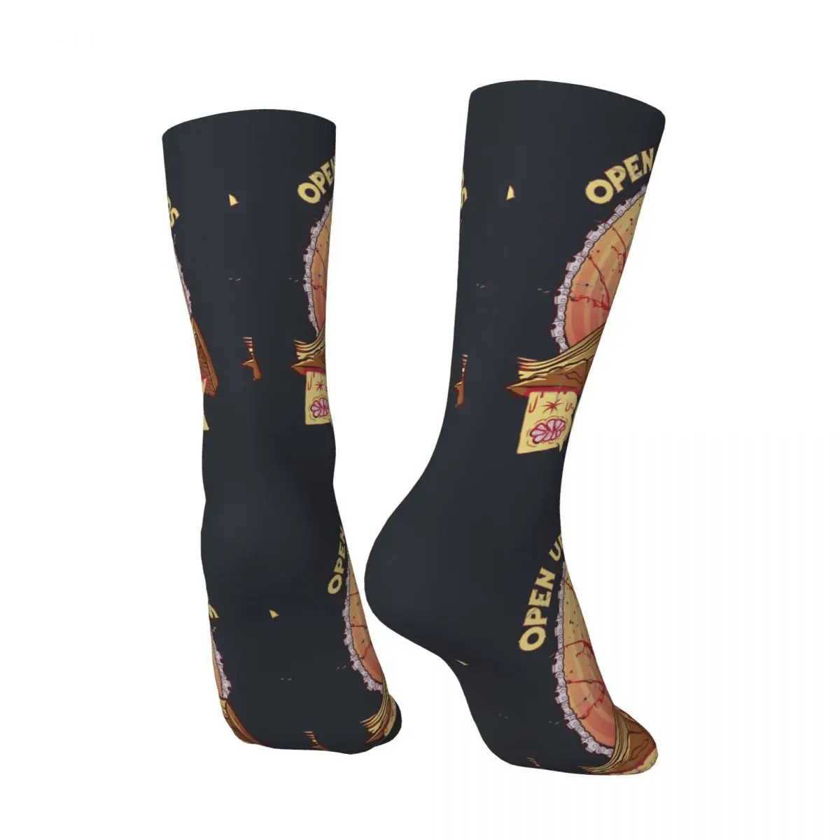 Retro Read A Damn'd Book Classic Men's compression Socks Skull and Pumpkin2 Street Style Seamless Printed Novelty Crew Sock