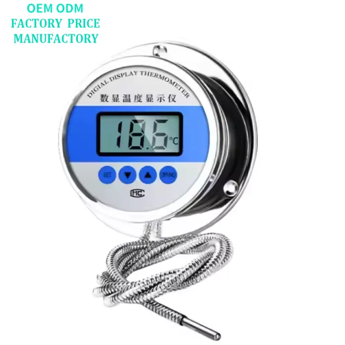 -50~200C Industrial Stainless Steel Steam Vapor Capillary Type Flanged Mechanical Temperature Gauge Gas Pressure Thermometer