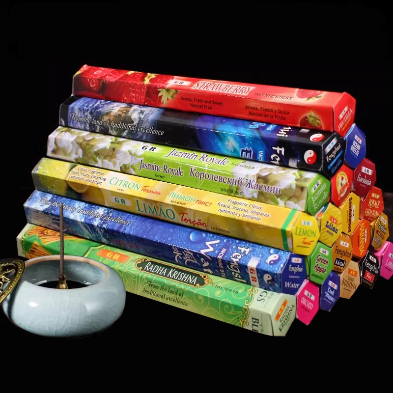 Y 1 Box Indian Incense Sticks White Sage Meditation Strawberry Home Yoga Natural Long-Lasting Aroma Purifying Air Aromatherapy