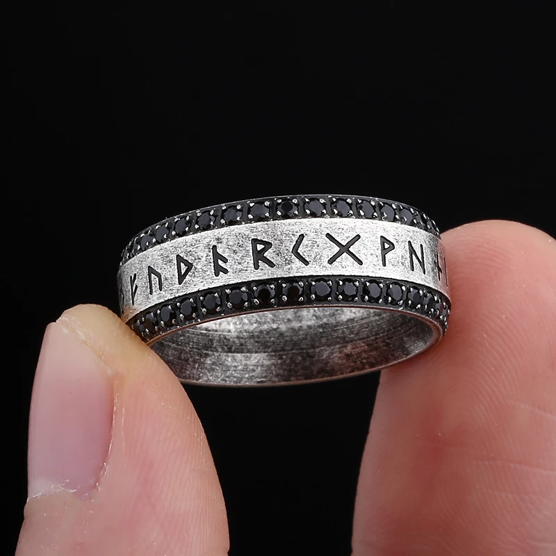 2024 New 316L Stainless Steel Vintage Norse Viking Odin Runes Ring For Man Women Good Polished Fashion Jewelry For Teens Gift