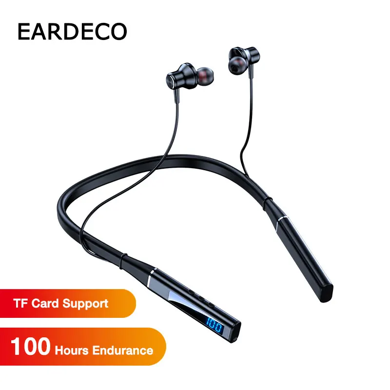 

EARDECO NEW Bluetooth Headphone 5.1 Wireless Headphones 100Hours Playback Waterproof Neckband Headphone Noise Reduction Headsets