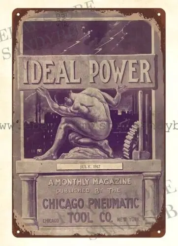 1917 Power Chicago Pneumatic Tool Co metal tin sign wall art wall decor