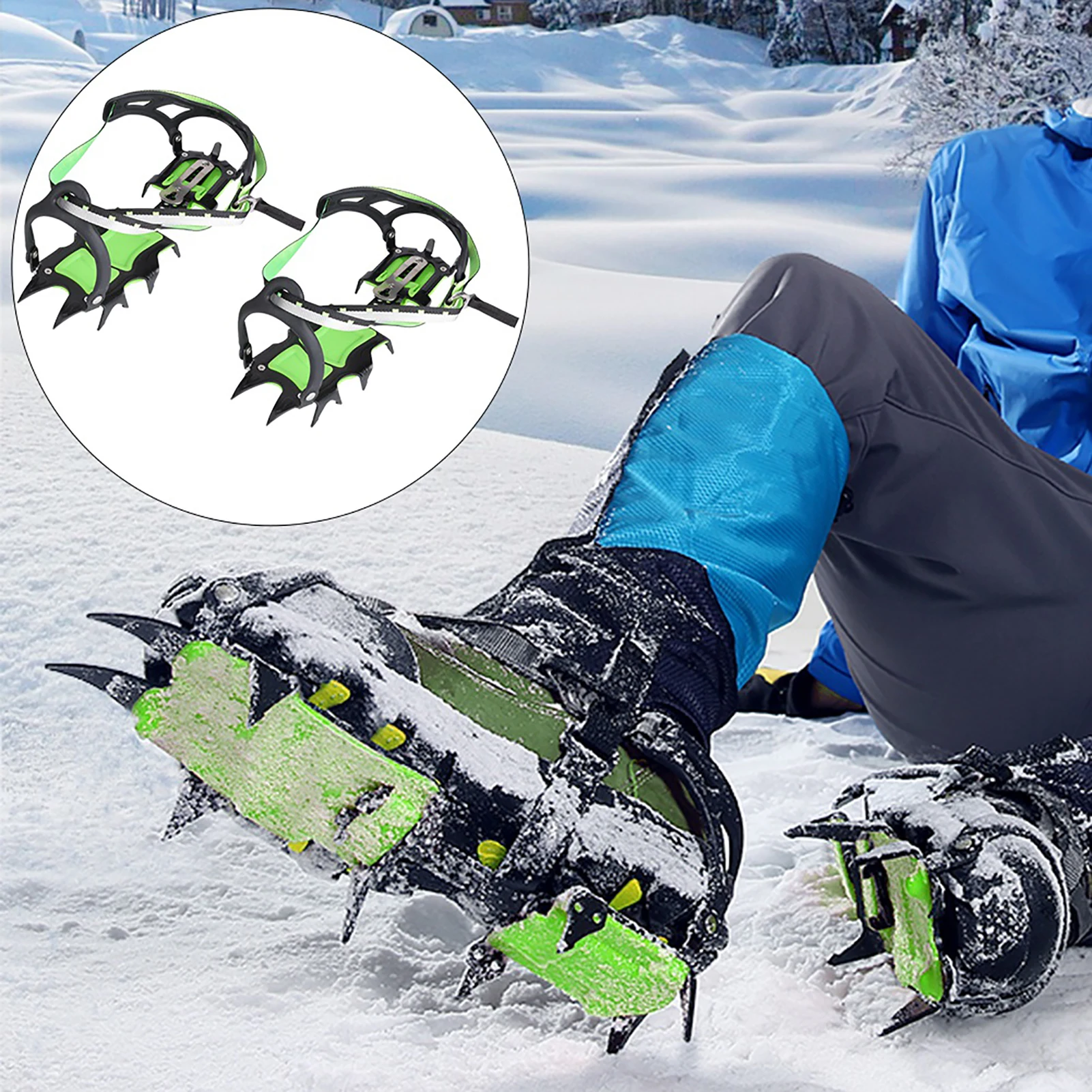 

1 Pair Ice Crampons 14 Teeth Anti Slip Spikes Adjustable Ice Crampons For Outdoor Snow Hiking Climbing